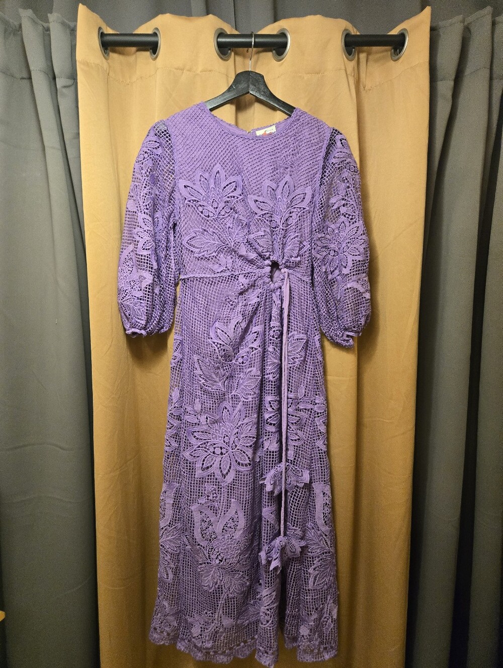 Farm Rio Cut Out Guipire Midi Dress Size Large - Picture 2 of 7